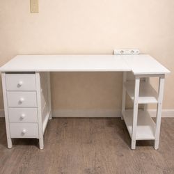 White Desk with Storage & Built-In Outlet – $25
