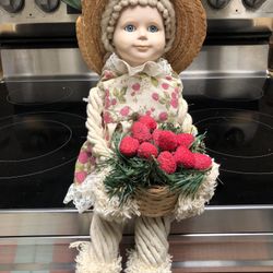 Vintage Springtime Strawberry Girl Doll