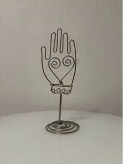 Silver Metal Hand with Heart Center