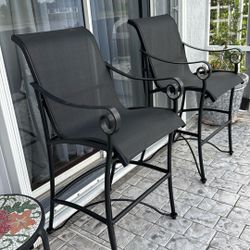 Two Matching  Wrought Iron Bar Height Chairs
