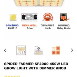 Spider Farmer SF4000 450W LED Grow Light First Gen