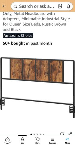 Queen Size Headboard Only, Metal Headboard with Adapters, Minimalist Industrial Style for Queen Size Beds, Rustic Brown and Black