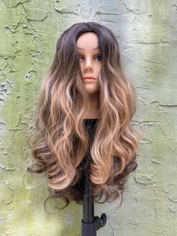 Wavy Fluffy Brown Wig Long Curly length For Black Women and White Womens Wigs