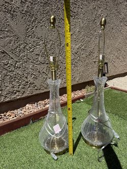 Set of Clear Crackle Table Lamps (92026 Near Police & Fire HQ)