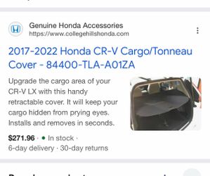 2017-2022 Honda CR-V Cargo/Tonneau Cover 84400-TLA-A01ZA
