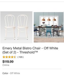 Emery Metal Bistro Chair - Off White (Set of 2) - Threshold