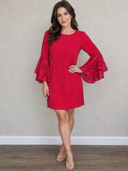 NEW Shelby Nites Women’s Pink Grapefruit Dress with Lace Bell Sleeves Size XL 18
