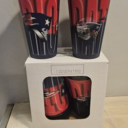 Patriots  Travel  Cups 16Oz New In Box Set Of 4