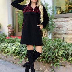 Elegant Black Corduroy Dress