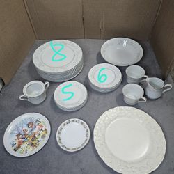 Fine China Platinum Rose Glassware + More