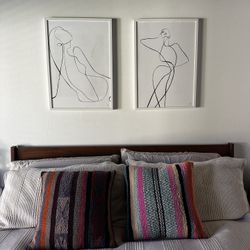 Set Of 2 One-line Drawings Of Women, Minimalist 