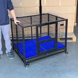(New) $180 Large Folding Heavy Duty Dog Cage Crate Kennel, Single-Door, 41x31x34”