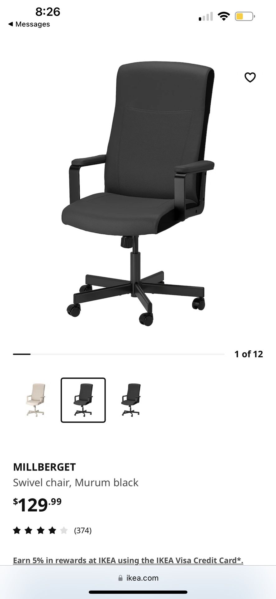 MILLBERGET Swivel chair, Murum black - IKEA