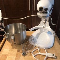 KitchenAid K5SS White 10 Speed Heavy Duty Stand Mixer 5qt Bowl Hobart Made USA