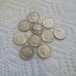 10 Silver Dimes 90% Silver Collectables 40 Dollars For 10 ..Firm !!
