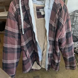 Brand New. Checkered Zip Up With Hoodie Sweater 
