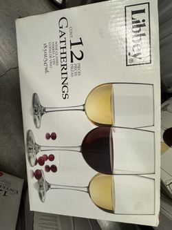 Libbey Gatherings 12-Piece Wine Glass Sets and 2 Champagne Flute Sets