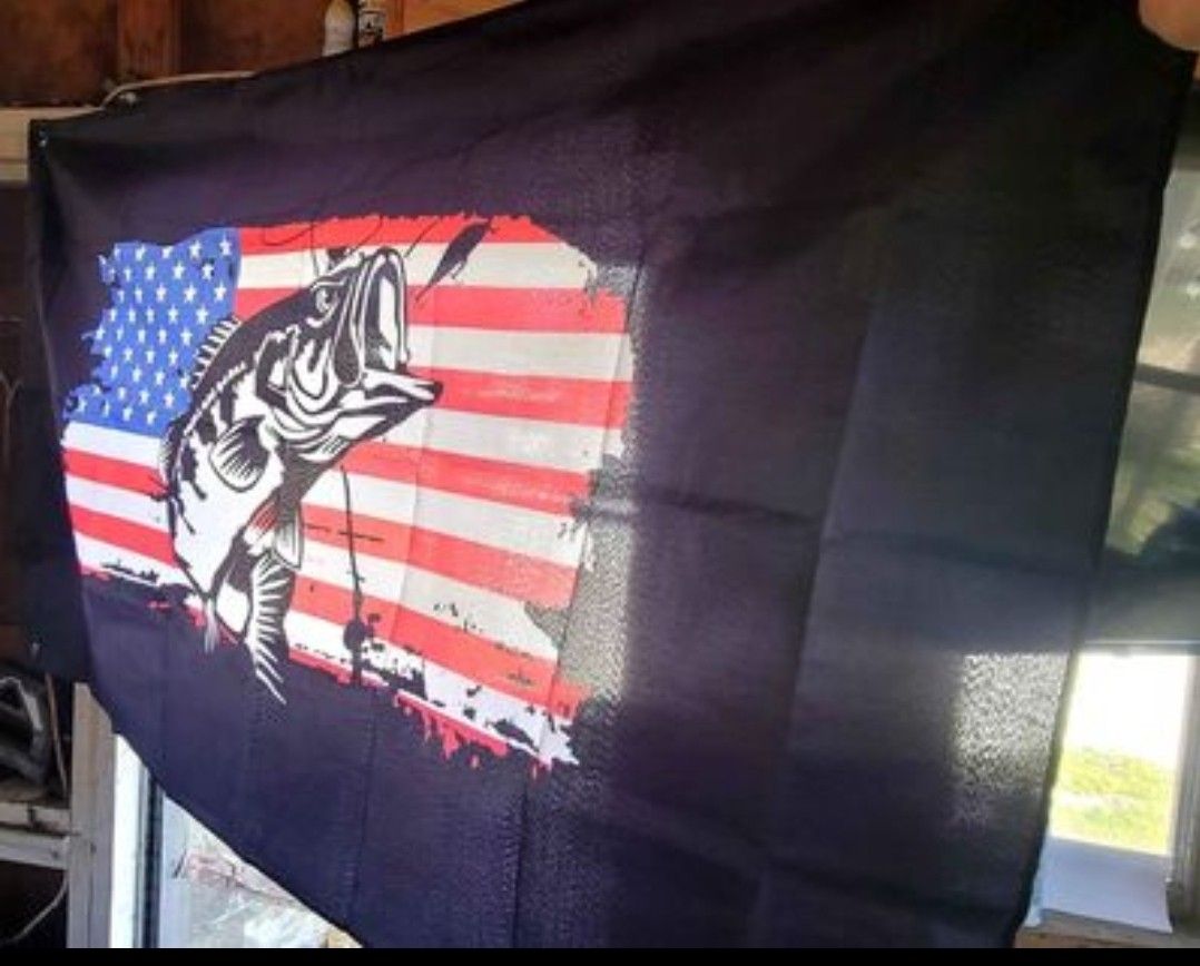 Bass fishing american 3x5  flag.