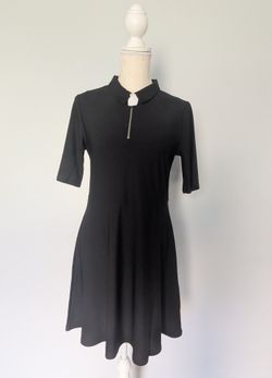 NWT! Divided by H&M Black Collared Zip-Front Skater Dress - Size 10, 8, 6
