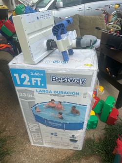 New  Bestway Steel Pro above-ground pool set, measuring 12 feet by 33 inches