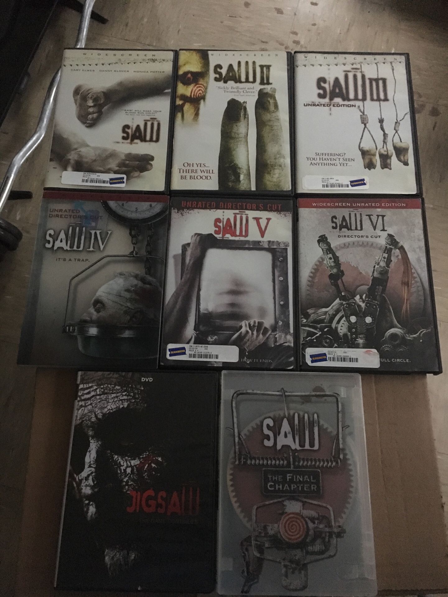 SAW dvd collection is for sale.
