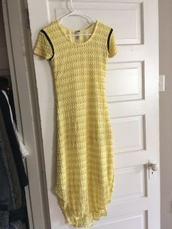 Yellow long umbrella cut dress