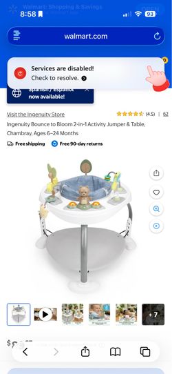 Ingenuity Bounce to Bloom 2-in-1 Activity Jumper & Table, Chambray, Ages 6–24 Months