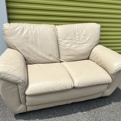 Leather Tan Love Seat Couch