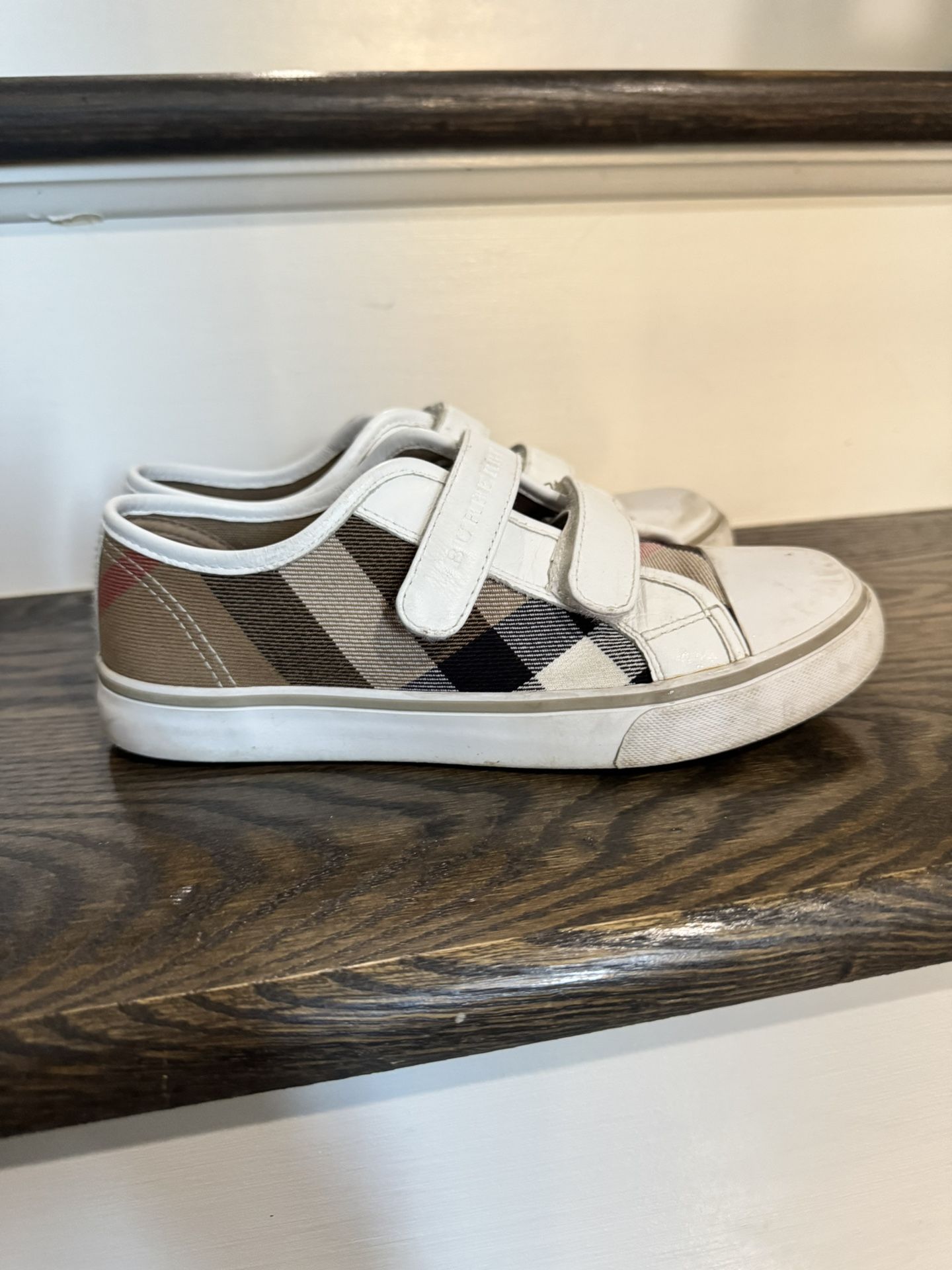 Burberry Kids' Checkered Velcro Sneakers 33