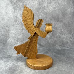 Wooden Angel Candle Holder – Double-Sided – 11” Tall 
