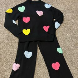 Womens Knit  Heart Pantsuit
