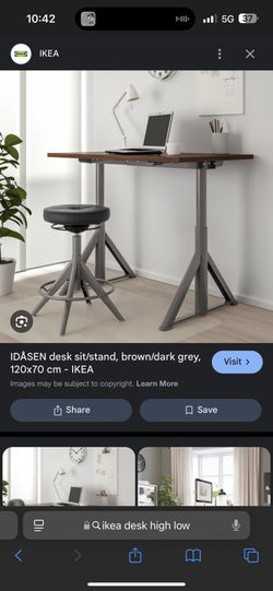 IKEA IDASEN Sit Stand Desk Brown And Grey