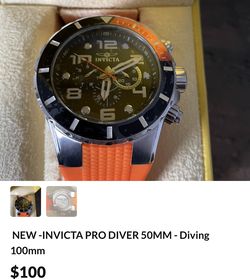 New  INVICTA  watch hundred millimeter diving with 55 mm face