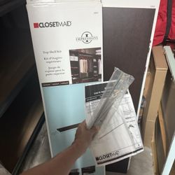 New ClosetMaid Impressions 48 in. Chocolate Top Shelf Kit, I Have 7 Boxes, ($20 Each) Was $50 Each