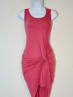Urban Rose Twist-Front Asymmetrical Tank Dress Size: L Color:Coral