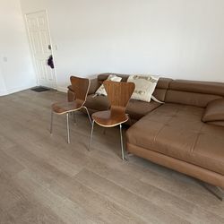 Tan Leather Sectional Couch, Must Go ASAP