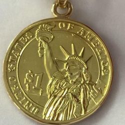 $1 Coin 18k Gold Necklace Pendant 