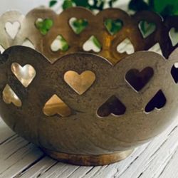 Vintage Brass Heart Bowl $20.00 Firm Home Decor-Planter-Candy-Trinkets  or  Antique Bronze Bell  