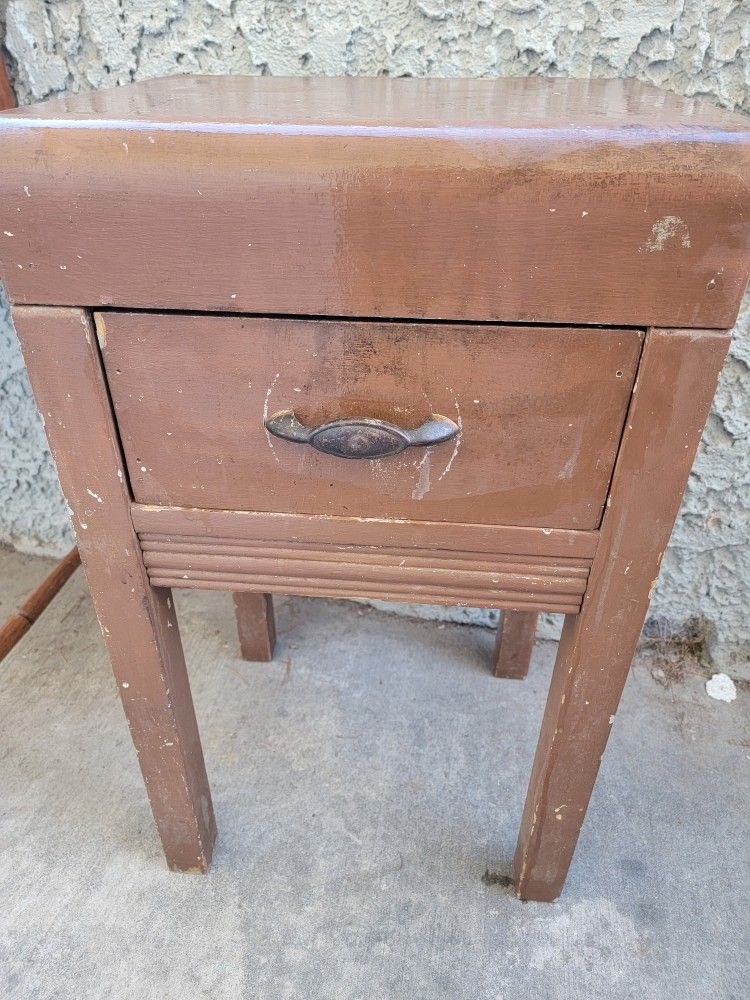Vintage waterfall wood nightstand