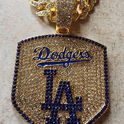 LA Dodgers iced cuban chain necklace 20" MANY other teams available SHIPPING AVAILABLE