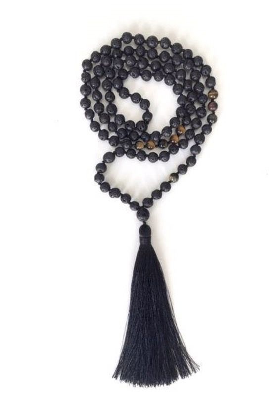 Lava stone, tigers eye mala 108 beads
