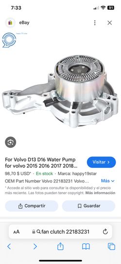Volvo D13 Water Pump with Variable Speed Fan Clutch, (contact info removed)0