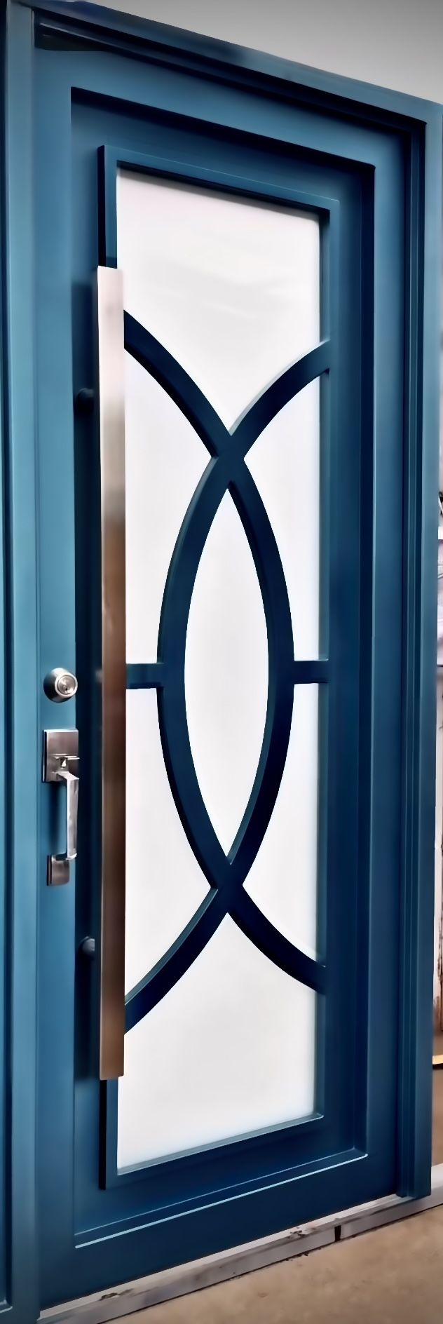 Custom Made Main Entry Iron Doors Whit Tempered Glass And Custom Paint