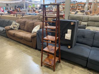 Red Bamboo A Frame Fold-Up Ladder Shelf