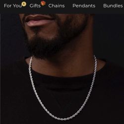 GLD Shop 26” White Gold Rope Chain And 8” Bracelet 