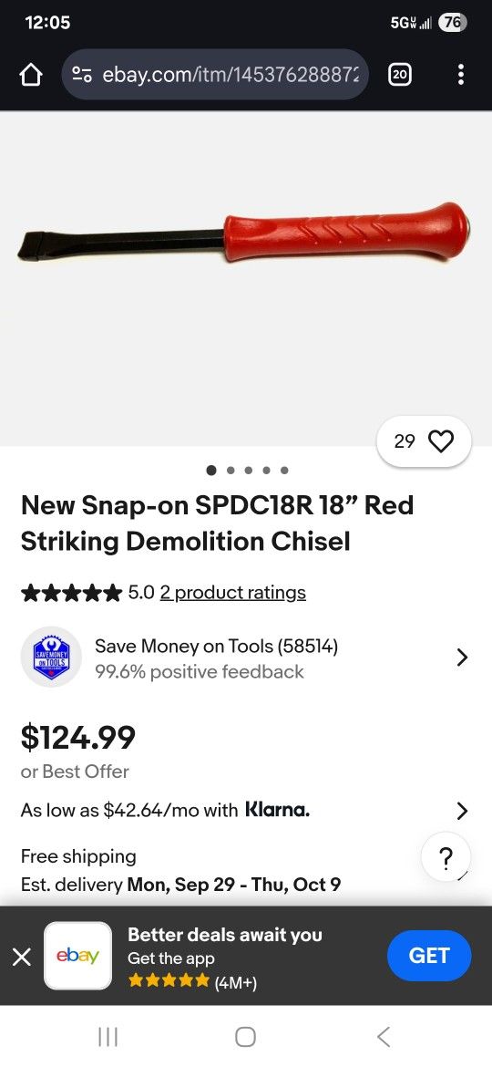 Snap On Spdc18 Demolition Chisel