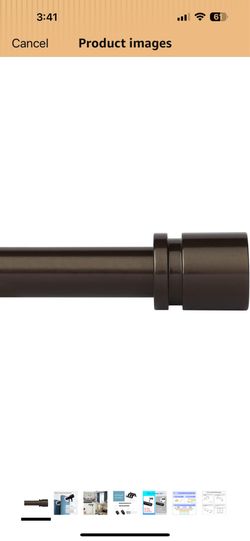 Byondeth Curtain Rods for Windows 16 to 144 Inches Adjustable Length 1 Inch Diameter Window Curtain Rod with Aluminium End Cap, Antique Bronze