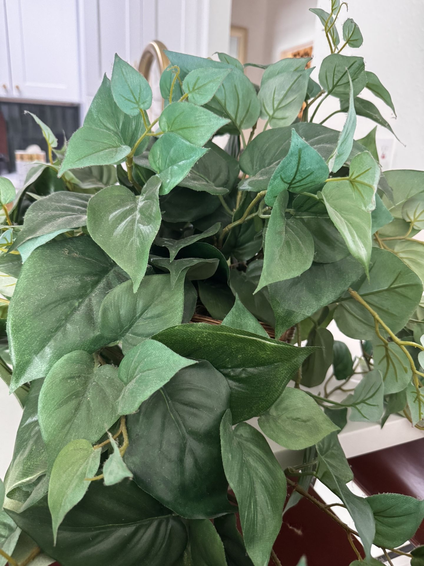 Faux Ivy Plants in Brown Wicker Baskets