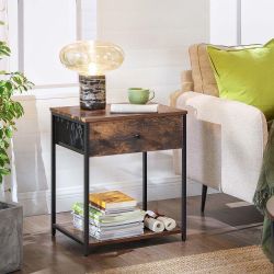 New Industrial Bedside Table with Drawer