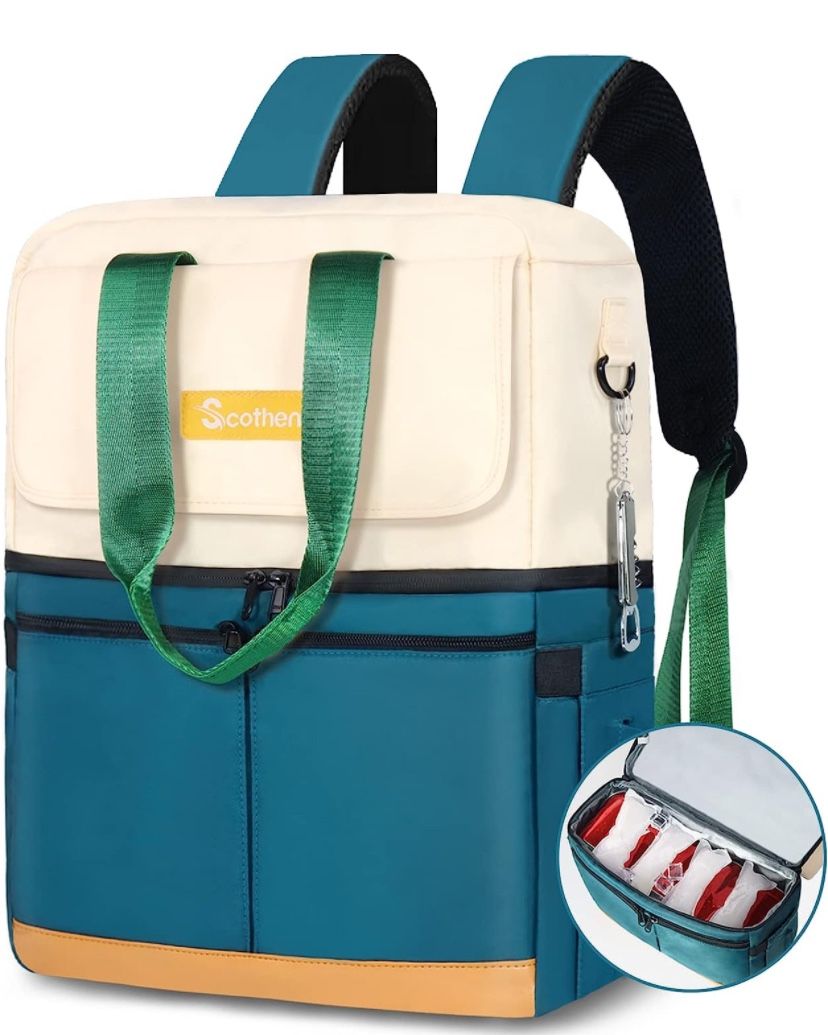 Scothen Backpack Cooler with Double Decker & Ice Packs